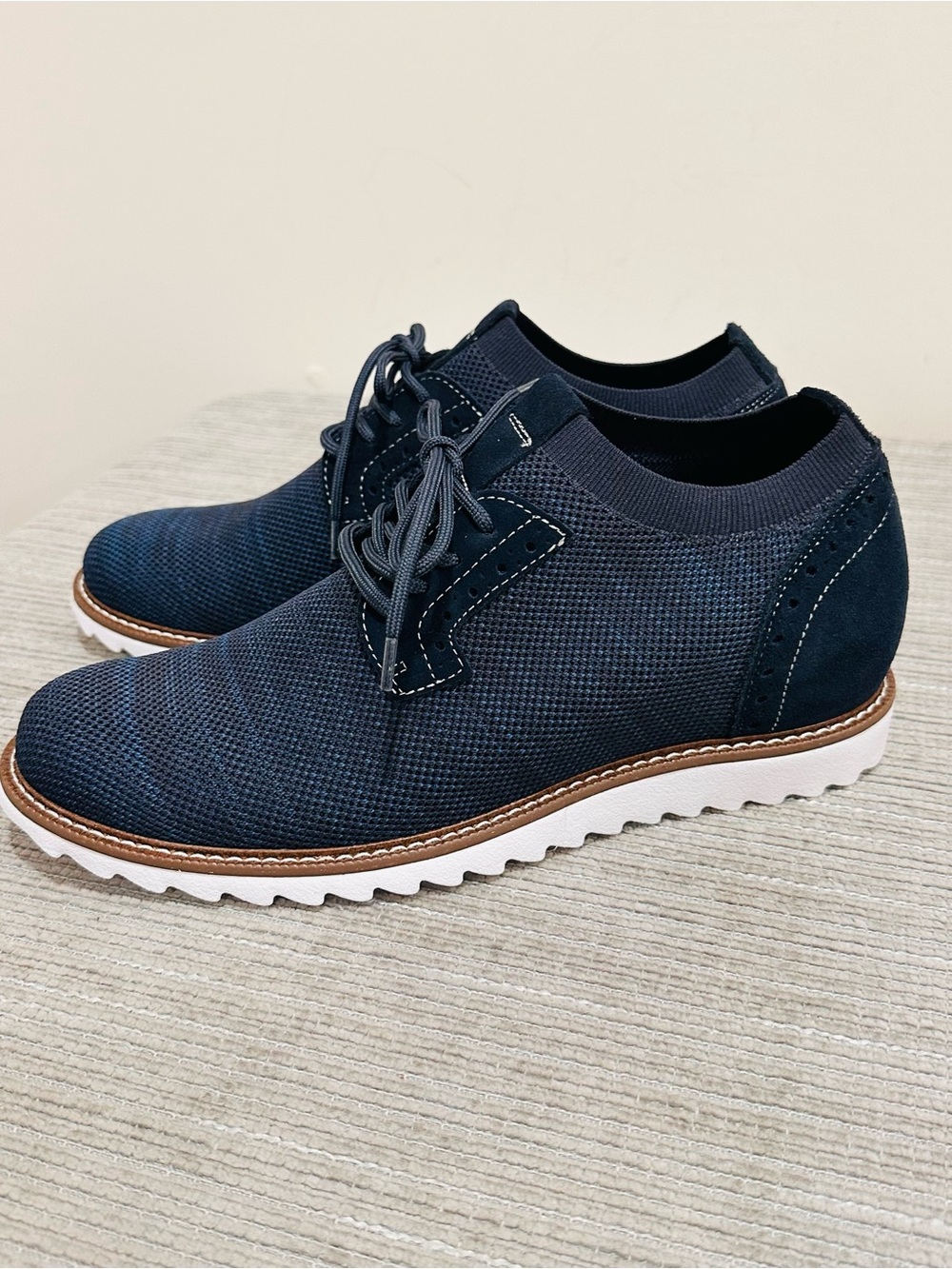 CALTO Mens Invisible Height Increasing Elevator Shoes Blue Navy Size 8,5
